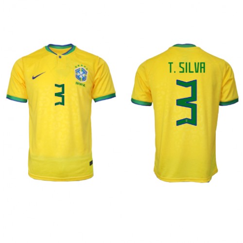 Maillot de foot Brésil Thiago Silva #3 Domicile Monde 2022 Manches Courte